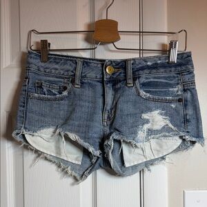 American Eagle Blue Distressed Jean Shorts